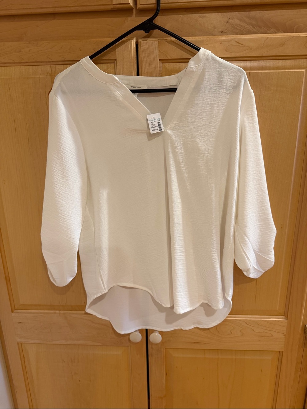 Women's White V-Neck Blouse